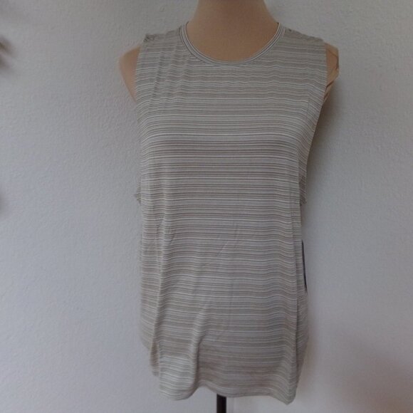 Cloudlight Striped Muscle Tank Whisper Strpe and Shadow Olive - Picture 3 of 5
